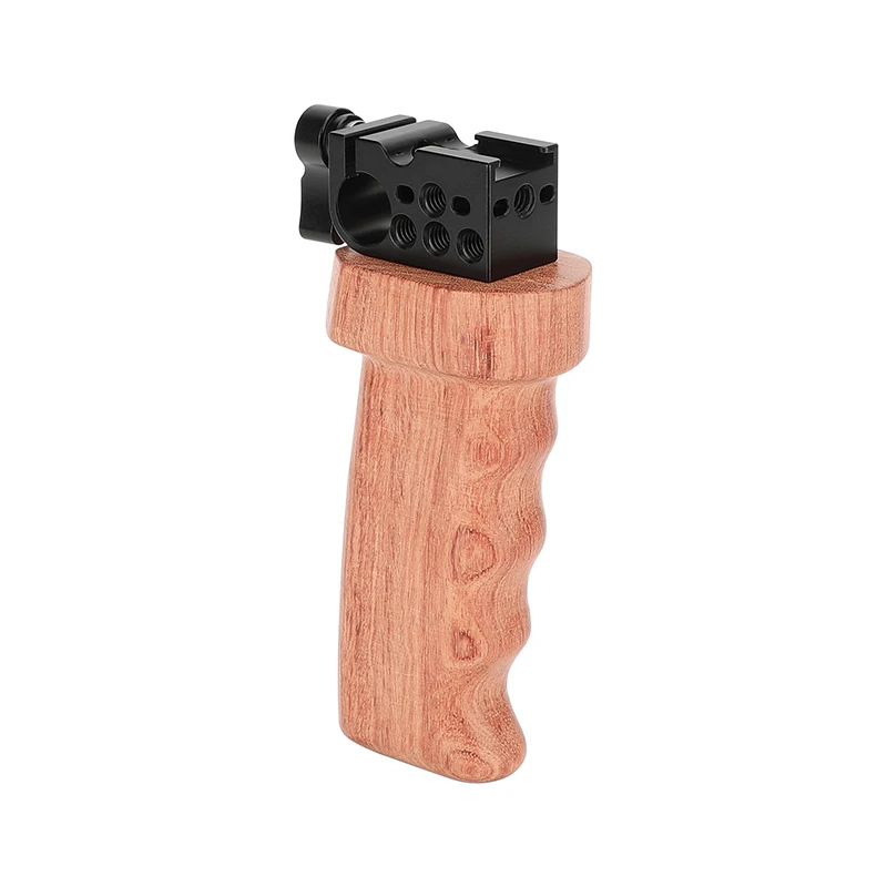 HDRIG Wooden Handgrip with 15mm Rod Adapter & Shoe Mount For Left- or Right-Hand Use for DSLR /Mirrorless / Video Camera Support