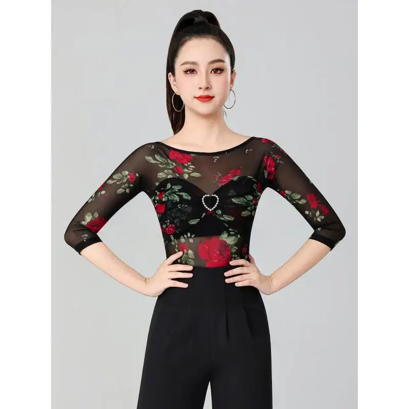 Nuevo Leotardo de baile latino para mujeres/niñas/señoras, nueva Salsa Sexy/salón de baile/tango/cha Cha/rumba/samba/top latino