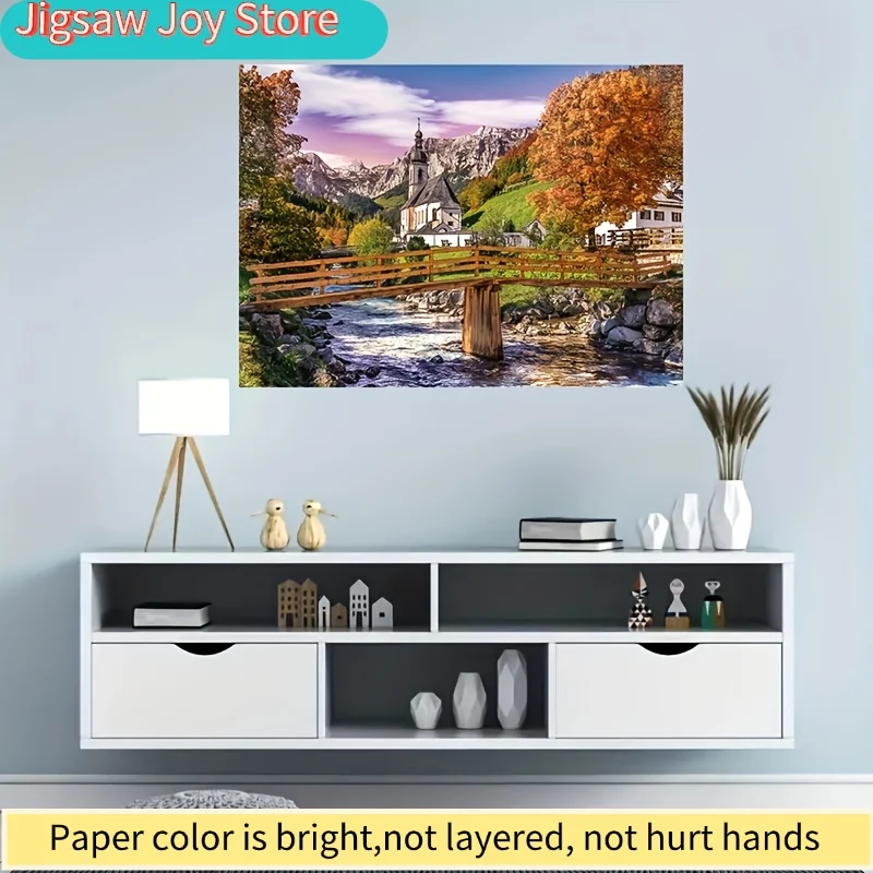 

Пазл «Баварская осень» (1000 элементов) - Немецкий пейзаж с домами, мостом и замком - Толстые соединяющиеся детали, яркие цвета - Ch