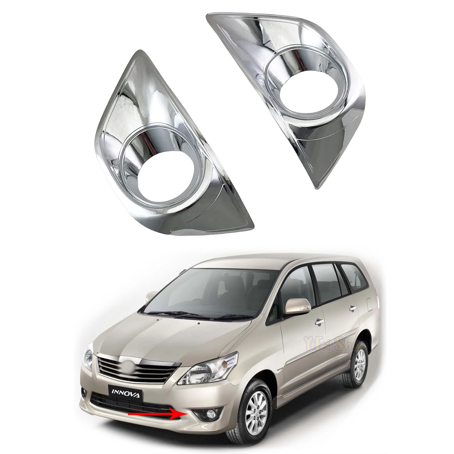 

2pc New Car ABS Chrome Accessories Plated Front Fog Lamp Cover Trim Paste Style For Toyota INNOVA 2012 2013 2014 2015