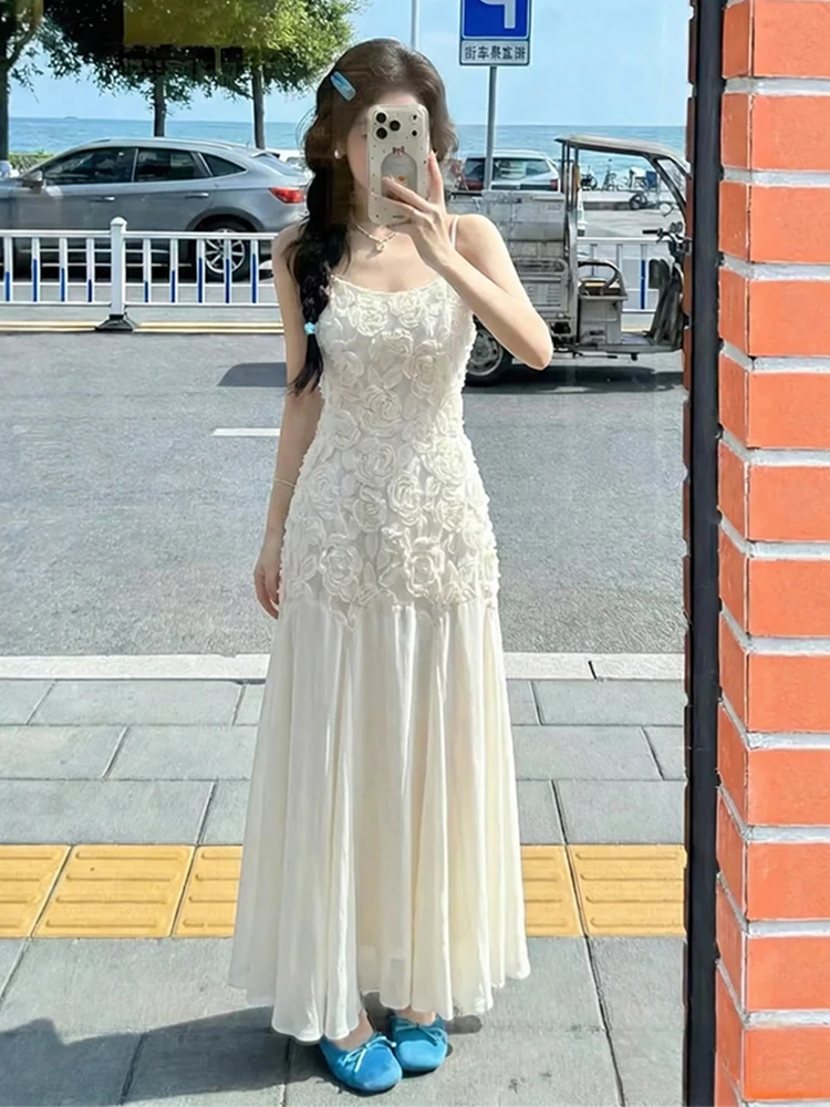 

Spring Summer 2026 Lace Off-oulder Dr Women's Midi Dr Floral 3D Design Sensation Casual Sle Stand Fit Polyester ...