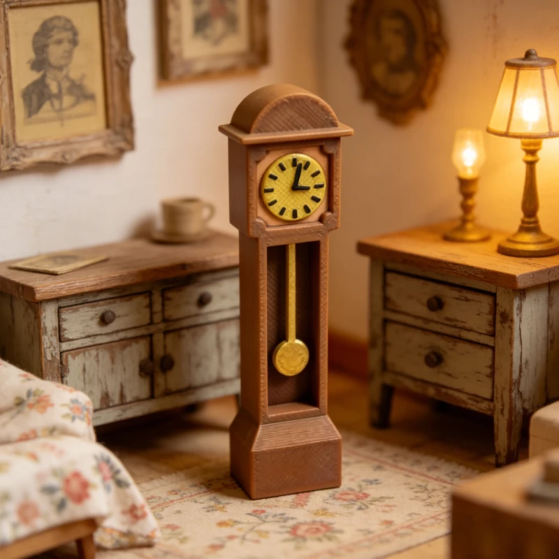Dollhouse Miniature Clock Vintage Victorian Style Standing Mini Furniture For DIY Doll House Landscape Scene Decor Accessories