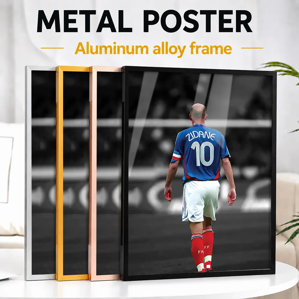 Zinedine Zidane Number Ten Back View Framed Metal Poster Personalized Victory Tribute Wall Art For Football Fans Decorating Gym