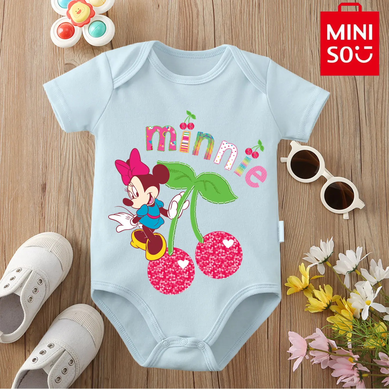 بدلة مينيسو ميكي ماوس اللطيفة من القطن الخالص ملابس أطفال ناعمة هدية للأطفال من عمر 0 إلى 12 شهرًا لحديثي الولادة