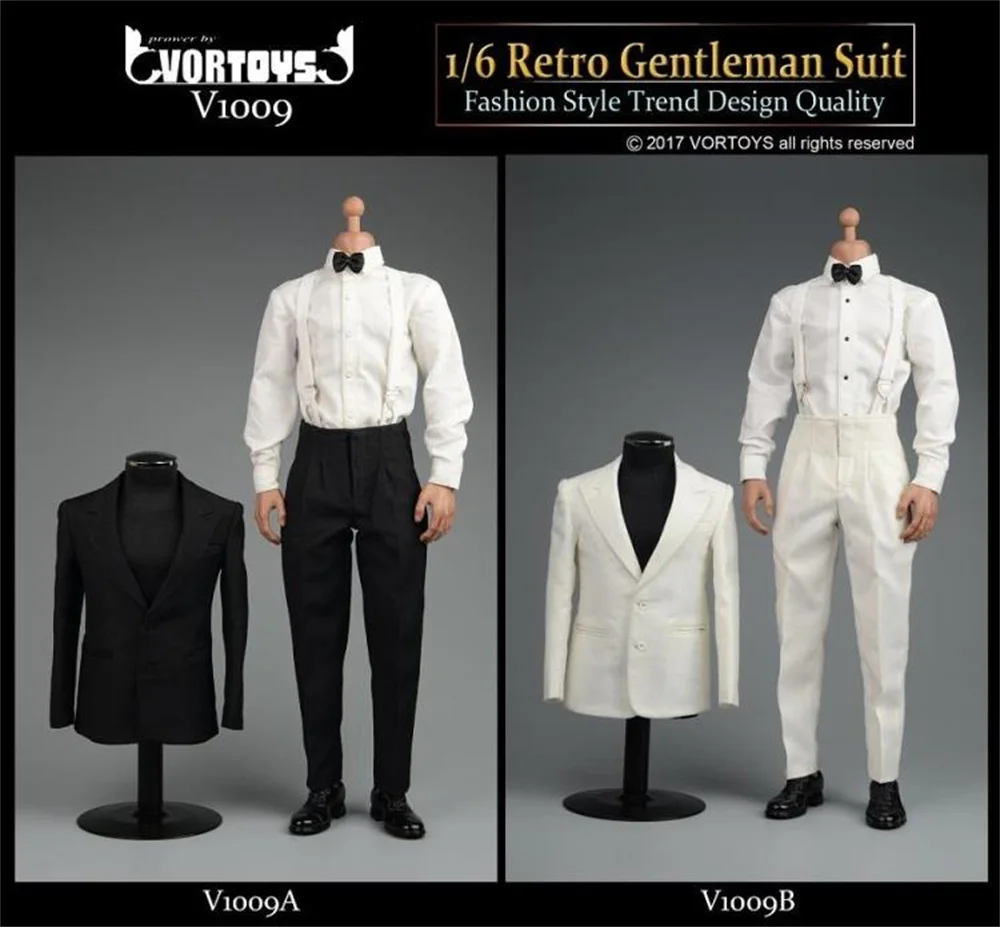 

VORTOYS V1009 1/6 Scale Three-piece Suit Male Gentleman Retro Formal Suit Business Clothes Set Model for 12 Inches Figure Body