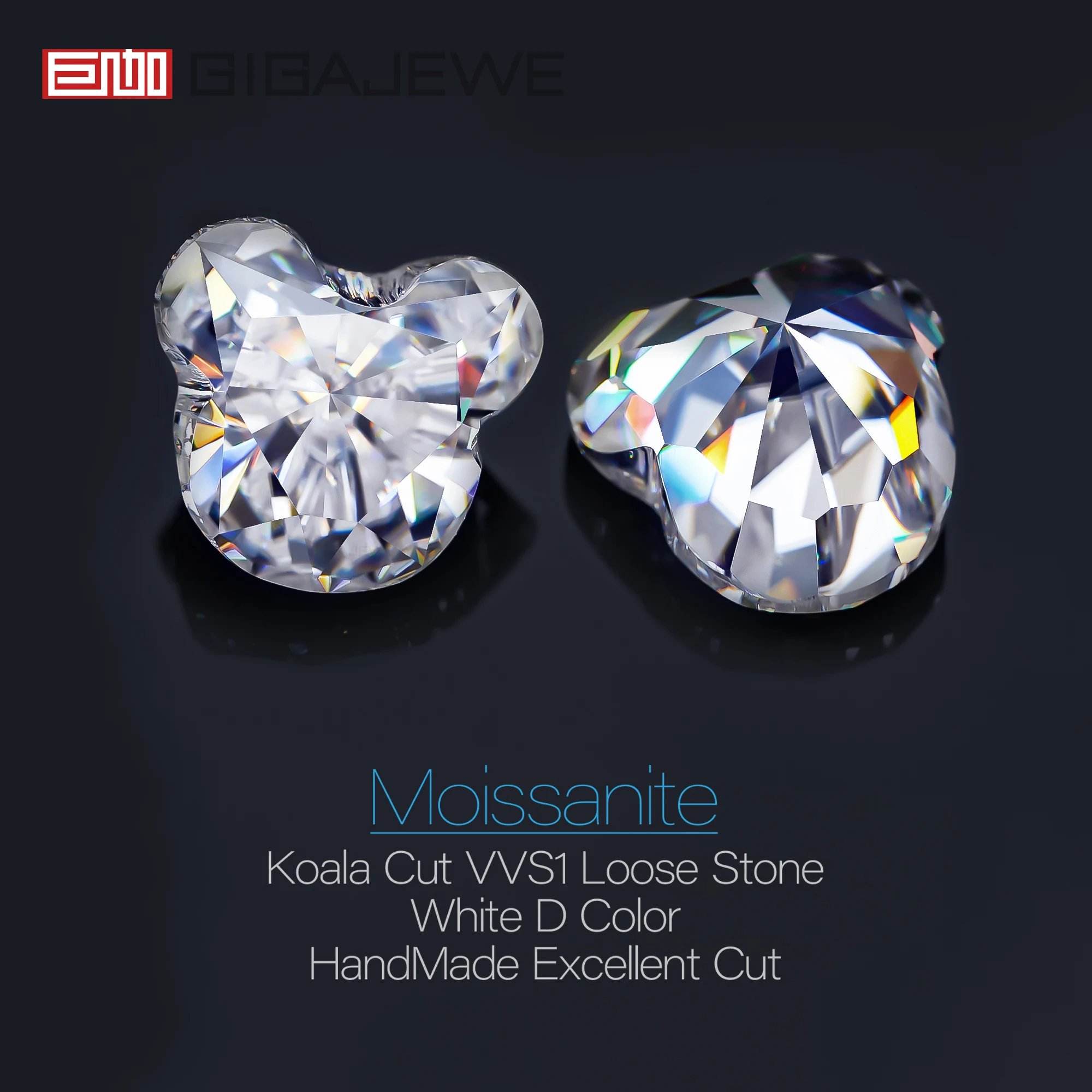 GIGAJEWE Moissanite Koala Cut Handmade Whitie D Color VVS1 Premium Gems Loose Diamond Test Passed Gemstone For Jewelry Making