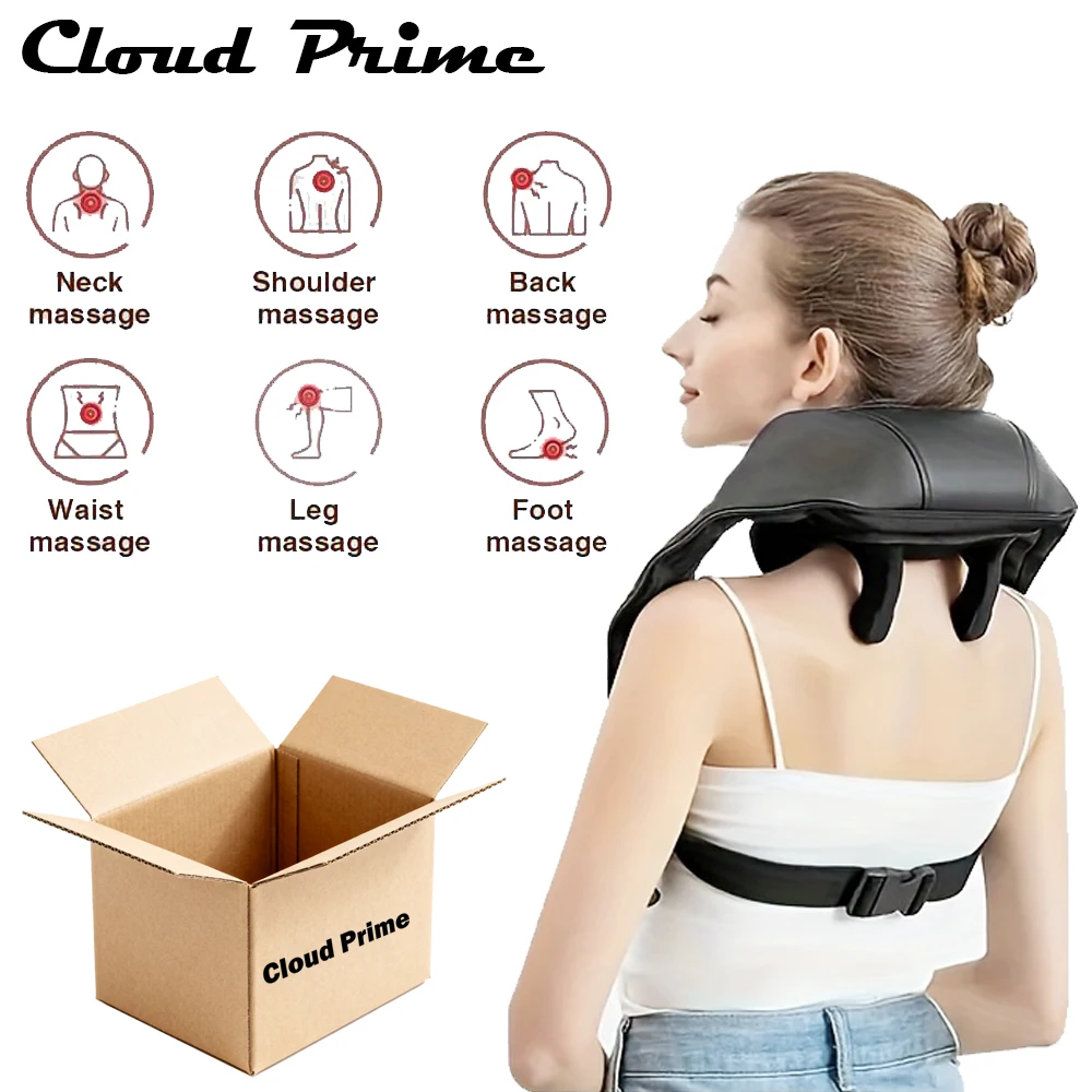 

Массажер шиацу для шеи и плеч со светодиодной красной подсветкой, разминающий расслабляющий мышцы спины, для домашнего использования, шаль для массажа плеч