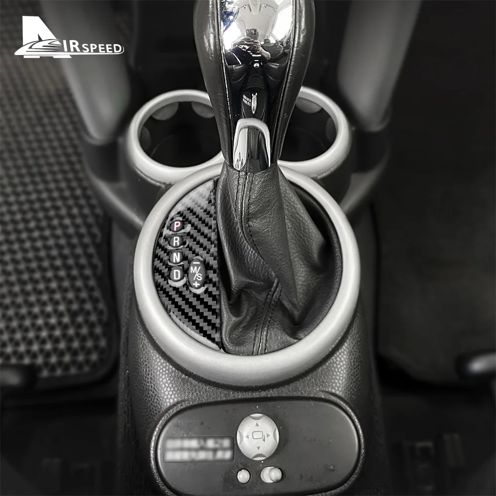 AIRSPEED Car Gear Shift Panel Frame Sticker for Mini Cooper R50 R53 2001 2002 2003 2004 2005 2006 Soft Carbon Fiber Decoration