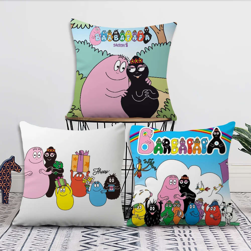 Cartoon B-Barbapapas Cute Pillow Case Square Cushion Room Bedroom Headboard Sofa Living Backrest Car Accessories Nap Time