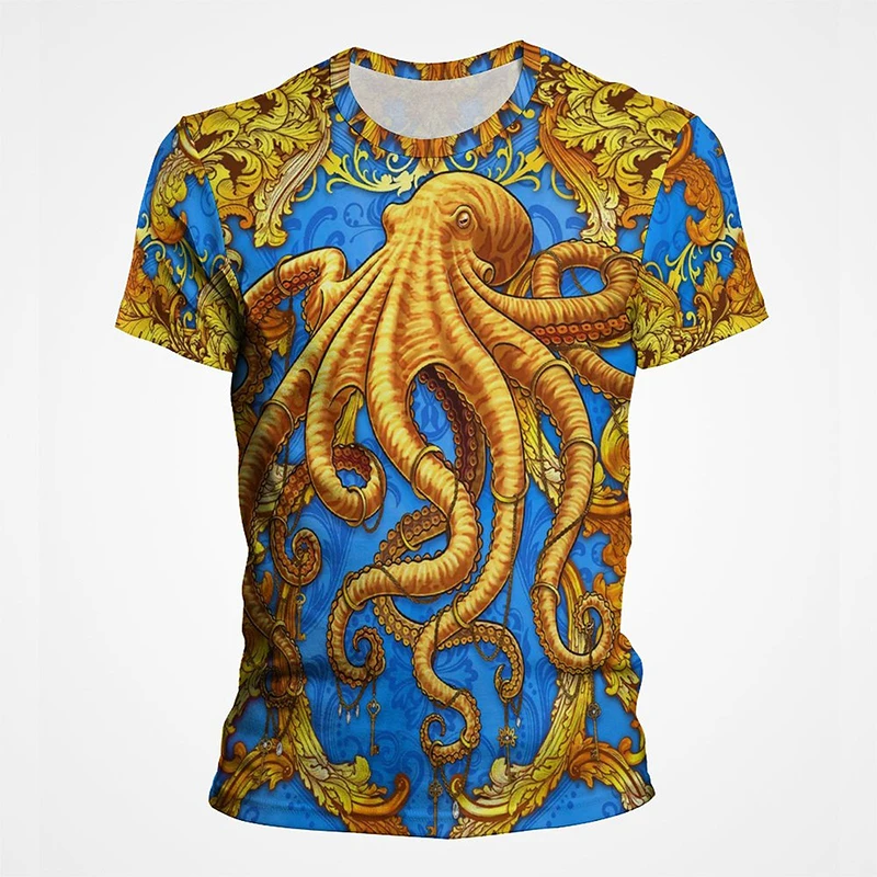 

New Fashion Men's T-shirt Cool 3D Print Octopus T Shirt Men Vintage Tee Shirt Summer Short Sleeve Streetwear Tops Tee Clothes