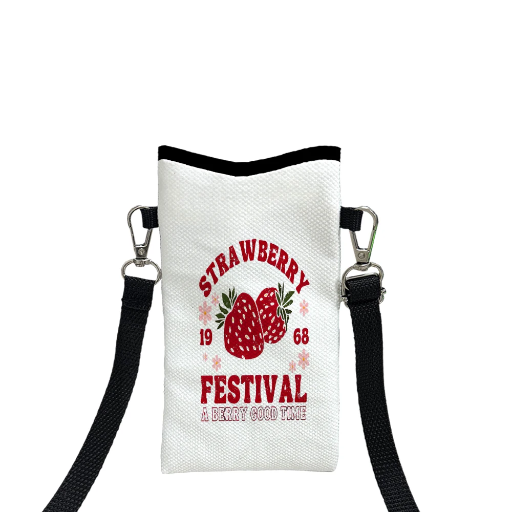 

Cute Strawberries Fashion Mobile Phone Bag Multifunctional Crossbody Phone Bag Adjustable Strap Shoulder Bag 7.29