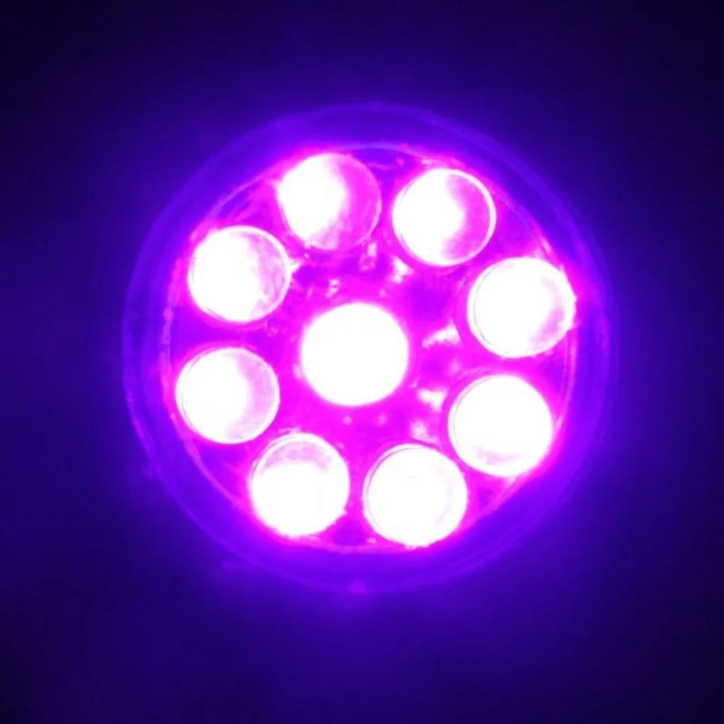 Mini 9 LED Purple Light Currency Checking Flashlight Outdoor Camping Hiking Handheld Torch Light Lamp