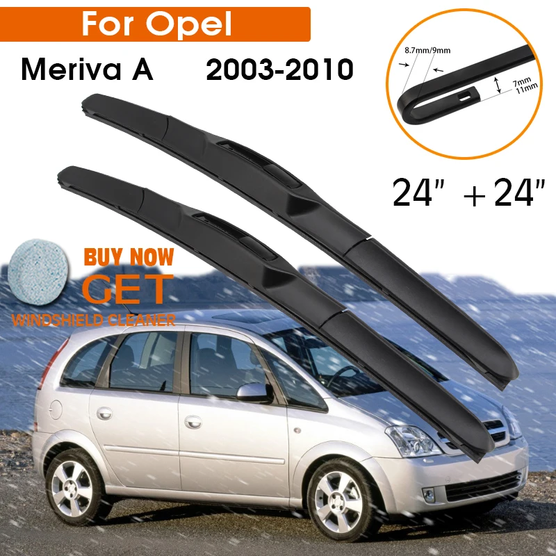 

Car Wiper Blade For Opel Meriva A 2003-2010 Windshield Rubber Silicon Refill Front Window Wiper 24"+24" LHD RHD Auto Accessories