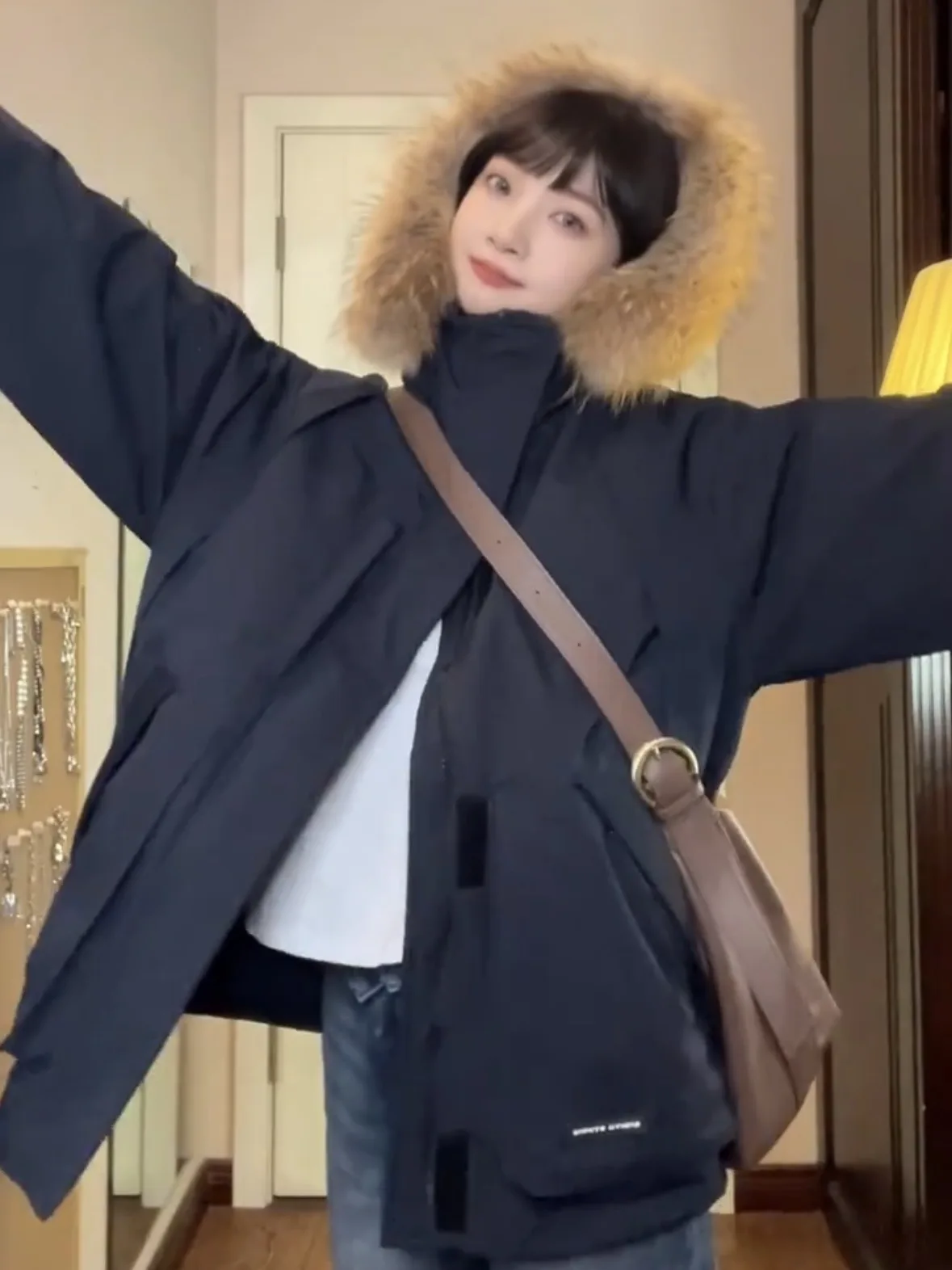 Thiened American Workwear Sle Parka da donna in cotone Jaet Inverno Nuovo arrivo Coppia calda Cappotto con collo in pelliccia grande