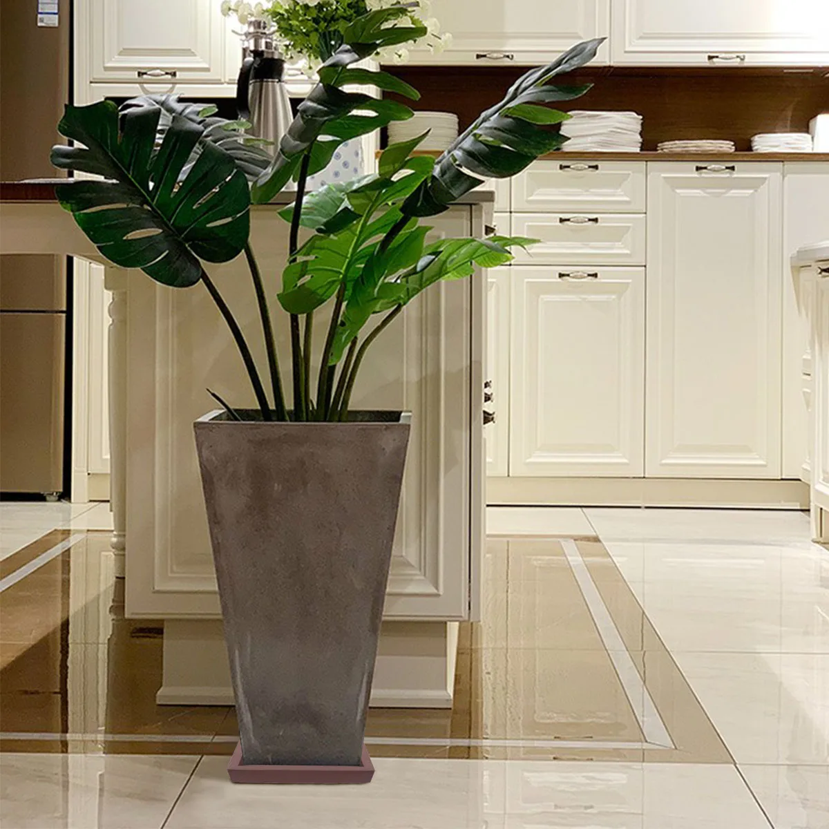 

Квадратный пластиковый поднос для цветочного горшка, утолщенный герметичный поднос в горшке, бытовой комнатный балкон, садовые растения, поддержка 20x20 см, белый