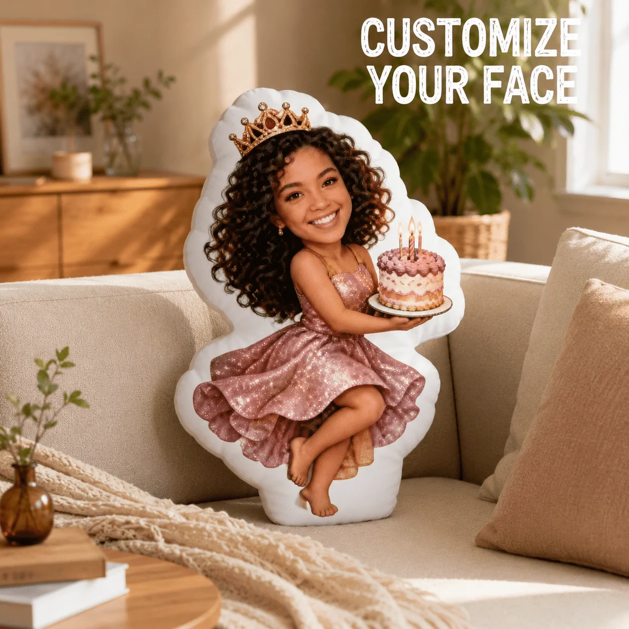 Custom Personalized Photo Face Pillow, Birthday Celebration Character Custom Shaped Decorative Cushion, 60CM Home Decor Accent P