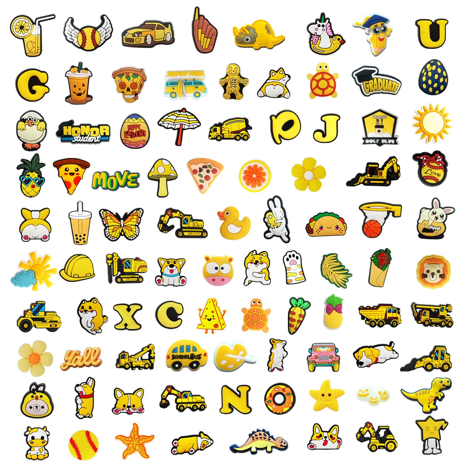 عشوائي 10-30 قطعة سلسلة الأحذية الصفراء السحر للأحذية مفتاح سلسلة الصنادل أكياس الشاطئ ، DIY بها بنفسك زينة الأحذية اكسسوارات دبابيس الأحذية