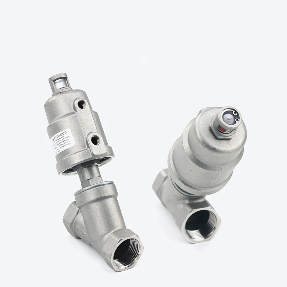 

1/2" 3/4" 1" BSPT Female Normally Closed Y Type 304 Stainless Steel Pneumatic Air Angle Seat Valve DN15 Steam Gas Oil Water