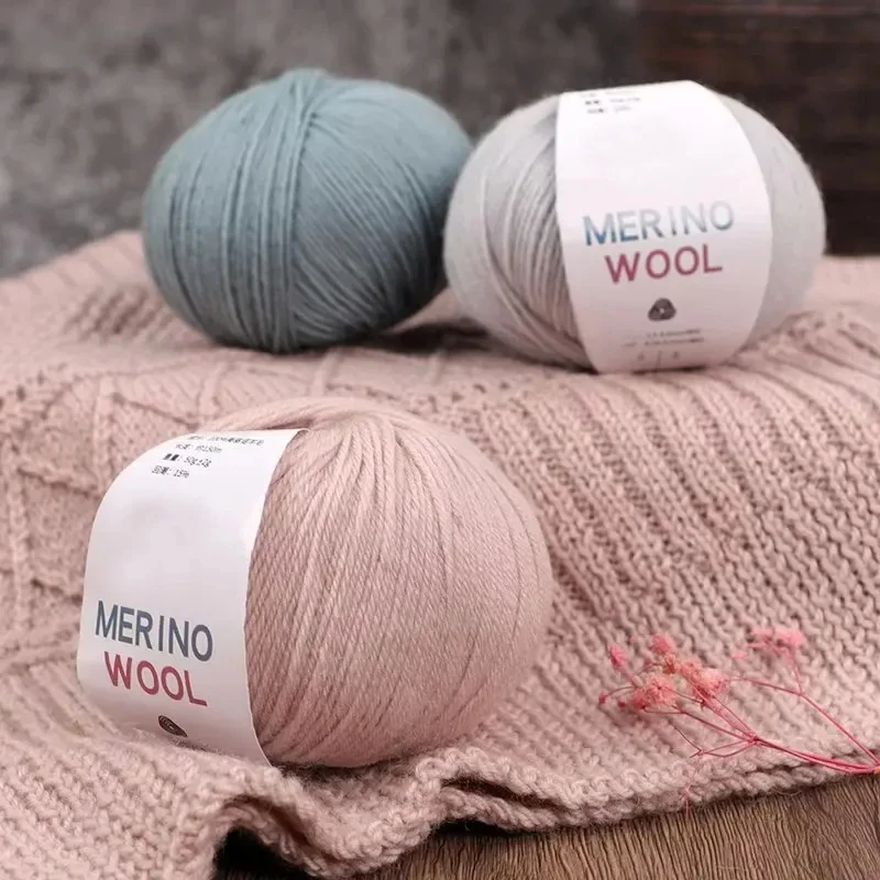 Merino Pure Wool Yarn Handmade DIY Woven Scarf Clothing Hat Morandi Color Medium Thick Knitted Yarn Ball