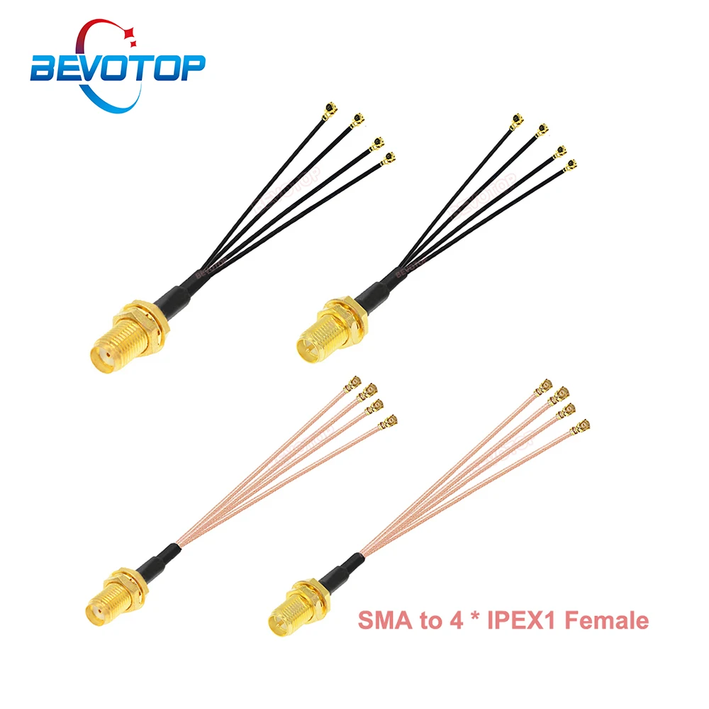 1PCS 1 to 4 SMA IPX Splitter Cable RP-SMA / SMA Female to 4 x U.fl 1 Female RG178/ RF1.13 WIFI Antenna Extension Jumper