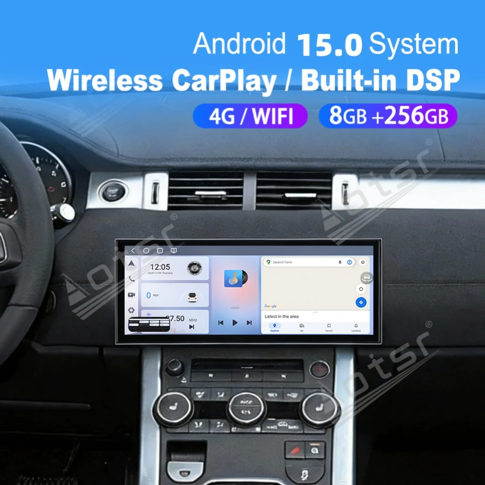 

15,8-дюймовый автомобильный радиоприемник на Android 15 с Qualcomm и CarPlay для Land Rover Evoque 2012-2015, мультимедийный проигрыватель, GPS-навигация, головное устройство