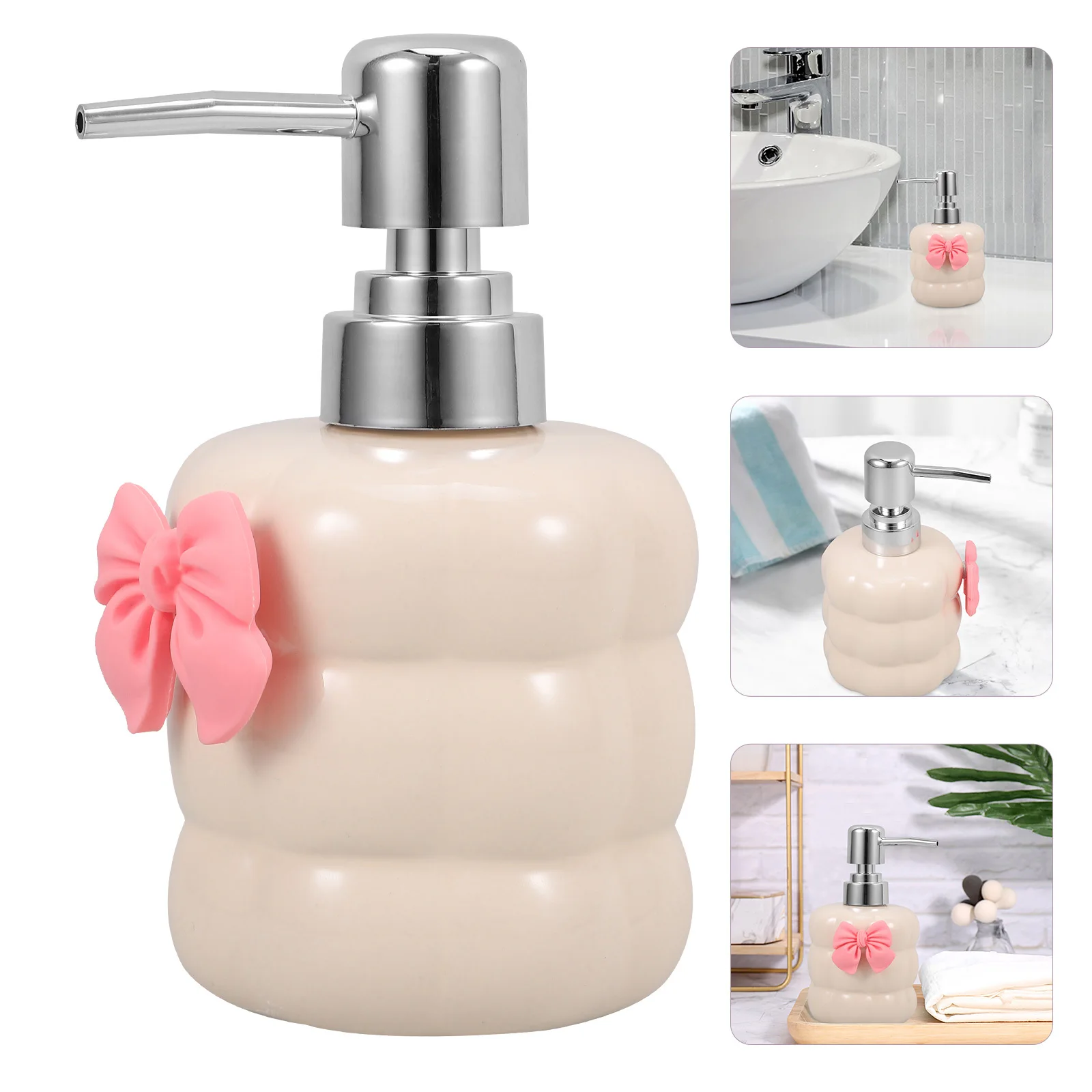 

Ceramic Soap Dispenser Refillable Pump Liquid Hand Soap Lotion Bottle Bathroom Shampoo Container Leakproof Pump Bottle for Home