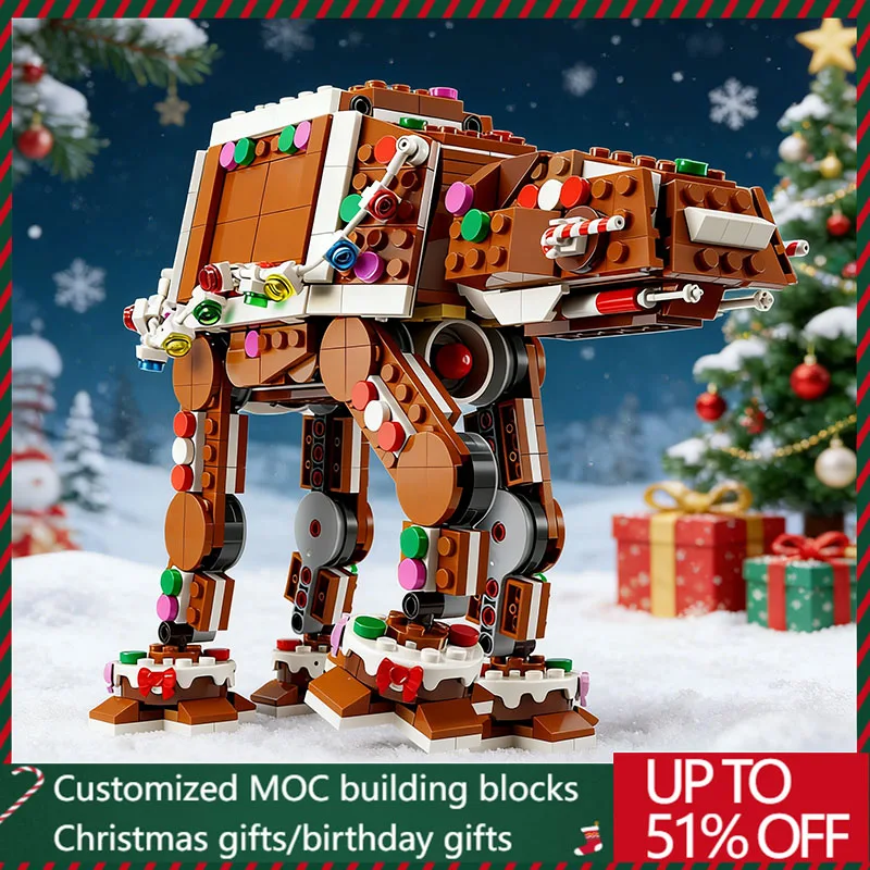 New 697PCS MOC Star Battle Christmas Walker Model Building Blocks Bricks Creative DIY Assembly Display Toy Children Adults  Gift
