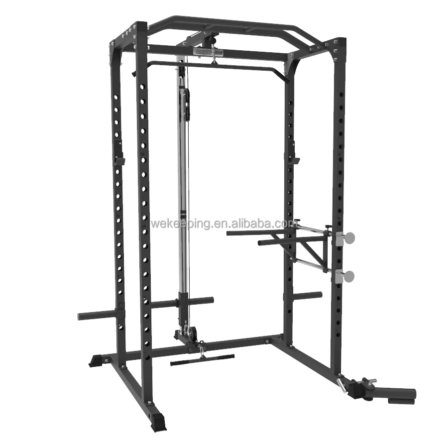 Home Gym Fitness Equipment Multifunction Squat Power Rack Cage with LAT Pull Down Lan and Landmine