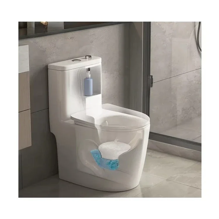 xx-Ceramic One-Piece Single Flush Toilet Siphon Jet Soft Closing Seat With Tank Elongated Bowl Floor Mounted Modern Design
