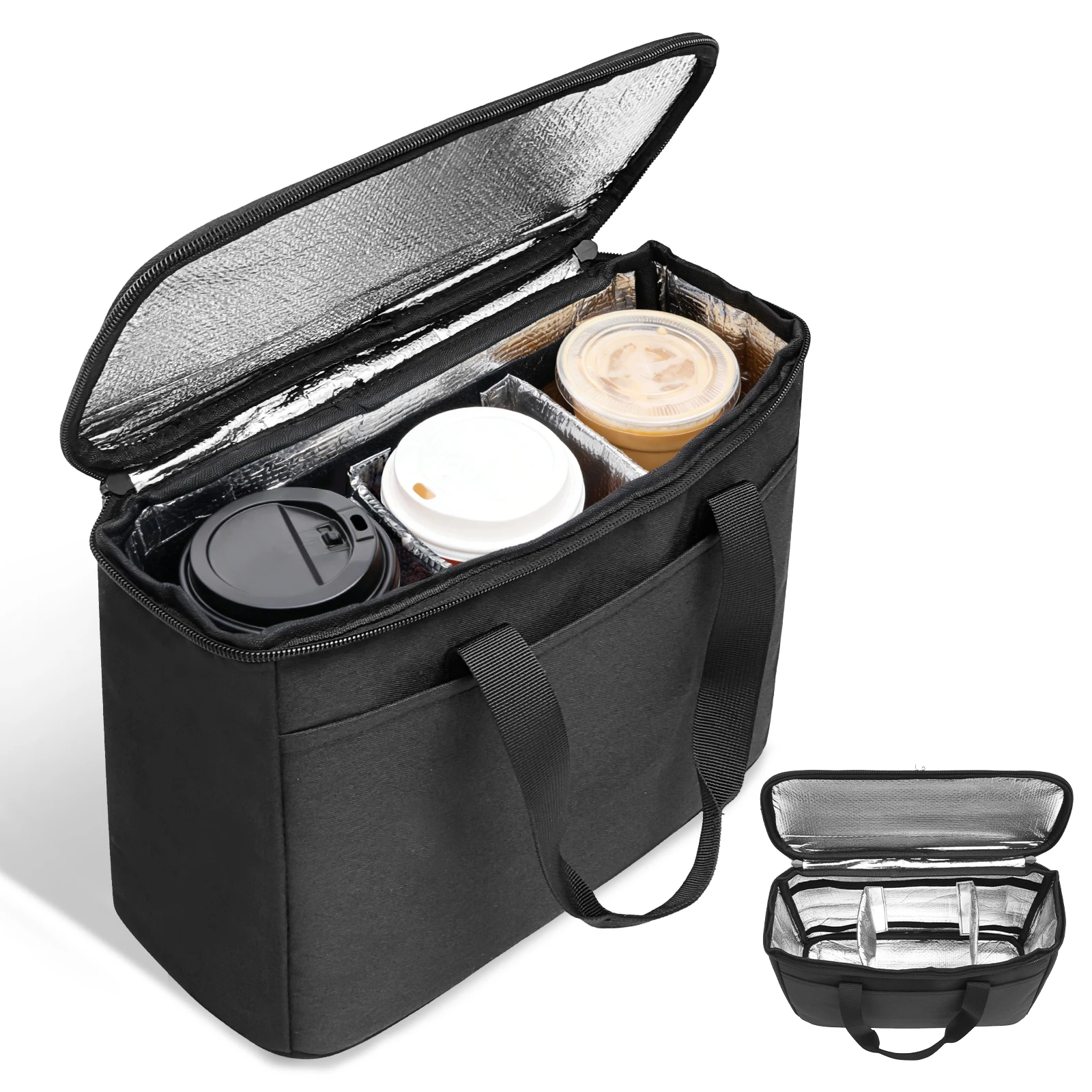 Tragbare Getränkekühltasche, Isolierte Tasche, Wiederverwendbarer Getränketräger für 3 Becher mit Verstellbarem Trenner, Getränketräger für Reisen