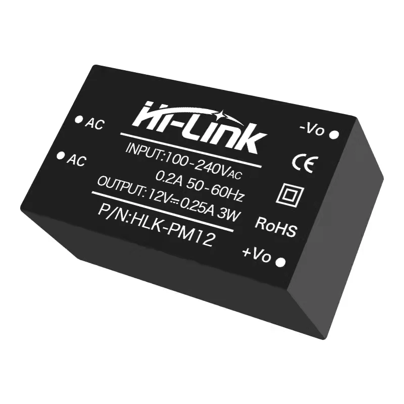 Hi-Link HLK-PM12 Импульсный преобразователь ACDC 3 Вт 220 В/100 В до 12 В 250 мА Понижающий модуль питания Импульсный светодиодный модуль освещения