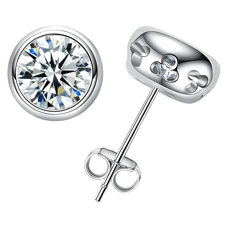 Real D Color Moissanite Diamond Stud Earrings 100% s925 Sterling Silver Moissanite Ear Stud Plate 18k Gold Fine Jewelry GRA