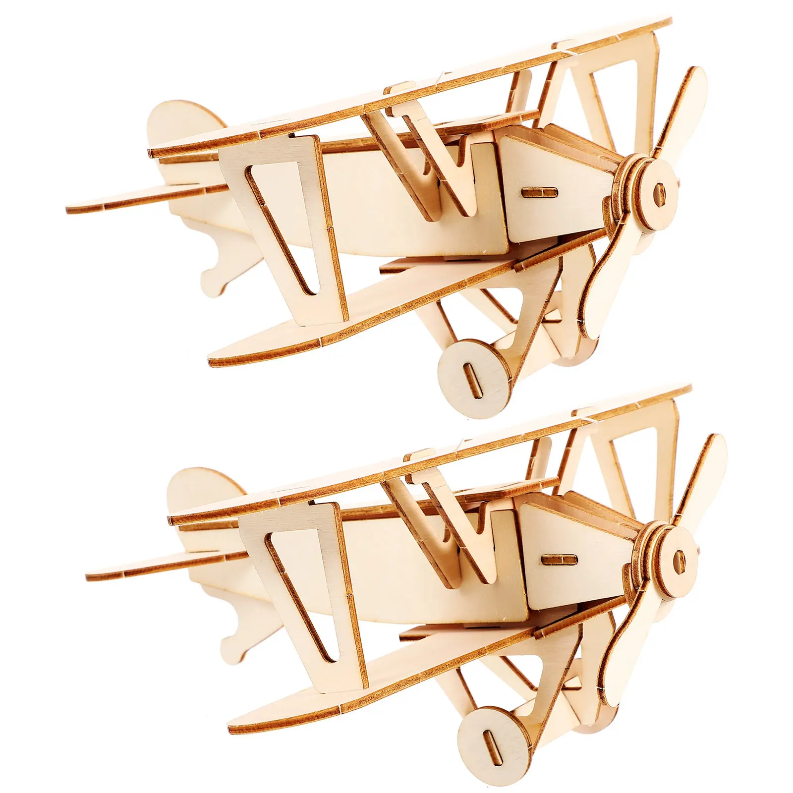 

2Sets Wood Airplane Puzzle 3D DIY Wooden Airplane Kits Educational Kids Plaything Desktop Decor Creative Gift