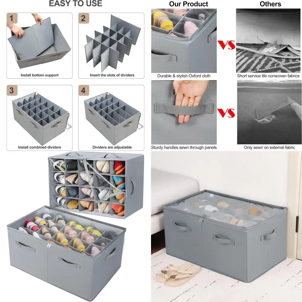 

Gray 40-Pair Shoe Storage Cabinet with Clear Cover and Adjustable Dividers