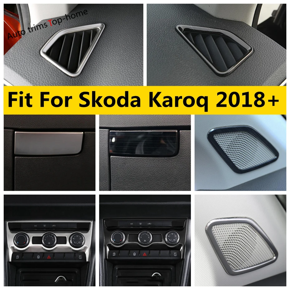 

Pillar A Speaker Glove Box Sequin Air Vent AC Outlet Decoration Frame Cover Trim Fit For Skoda Karoq 2018 - 2022 Car Accessories