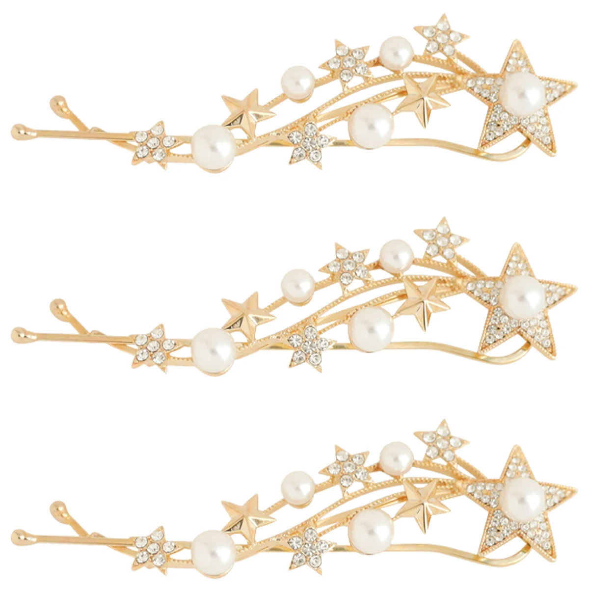 

3 Pcs Rhinestone Hair Clips Durable Zinc Alloy ABS Materials Women Bride Accessories Fix Hair Gracefully Elegant Hairstyles