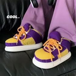 Sports Cotton Shoes Men Women Outdoor Versatile Warm Couple Winter Soft Comfortable Bread Shoes Breathable Non-slip Laces Warm