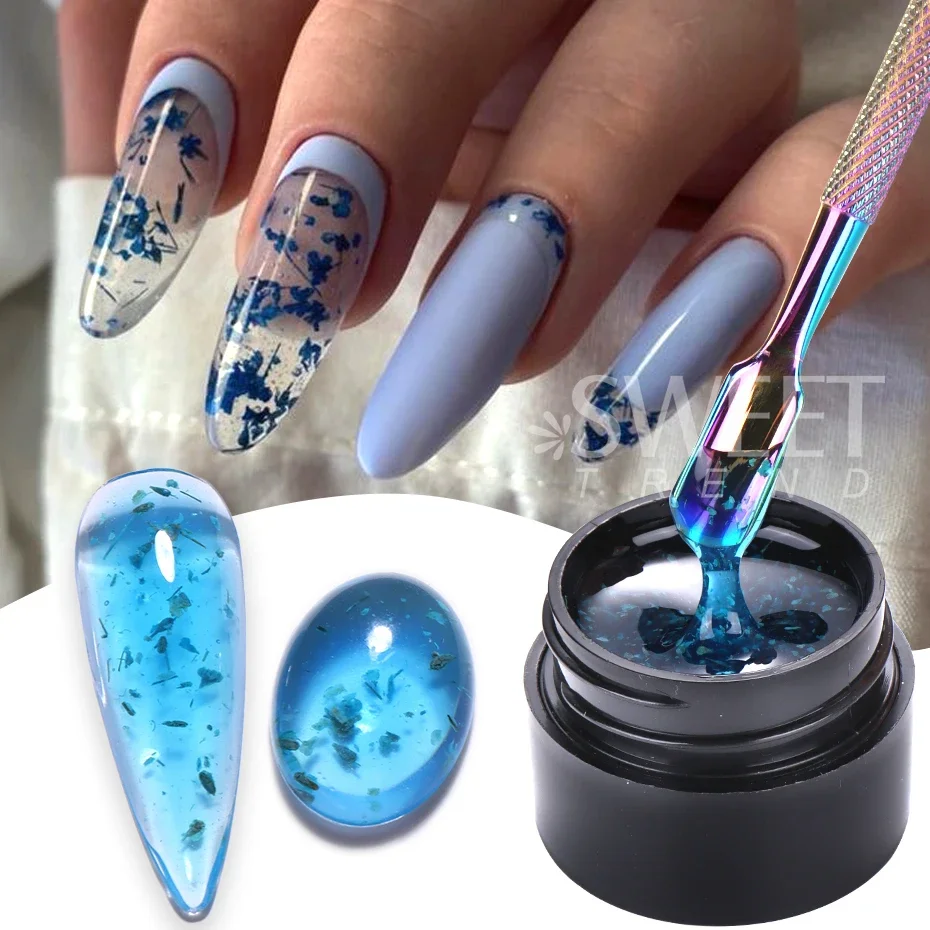 5ml Fiore secco Gel Smalto per unghie Petalo floreale Gomma Manicure fai da te Vernici ibridi Vernice permanente Fiore Gel Necessita Base Top Coat
