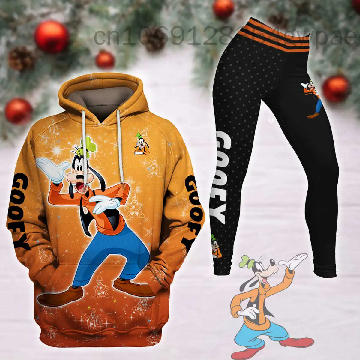 

Personalized Disney Goofy Castle Glitter 3D Women's Hoodie and Leggings Suit Minnie Yoga Pants Sweatpants Fashion Tracksuit Set