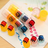 3/6Pcs Kawaii Colorful Roller Stamp Pad Seal Learning Cartoon DIY Cute Roller Highlighter Pens Drawing Diary for Kids Stationery