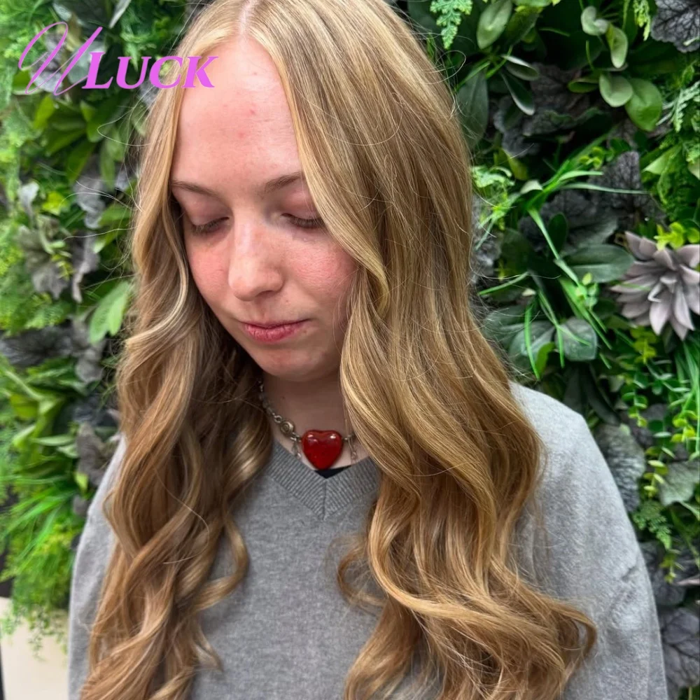 Wig Rambut Asli Brasil Remy Warna Cokelat Madu Uluck 13x6 Lace Frontal Wig Model Body Wave Warna Pirang Abu Untuk Wanita Kulit Putih