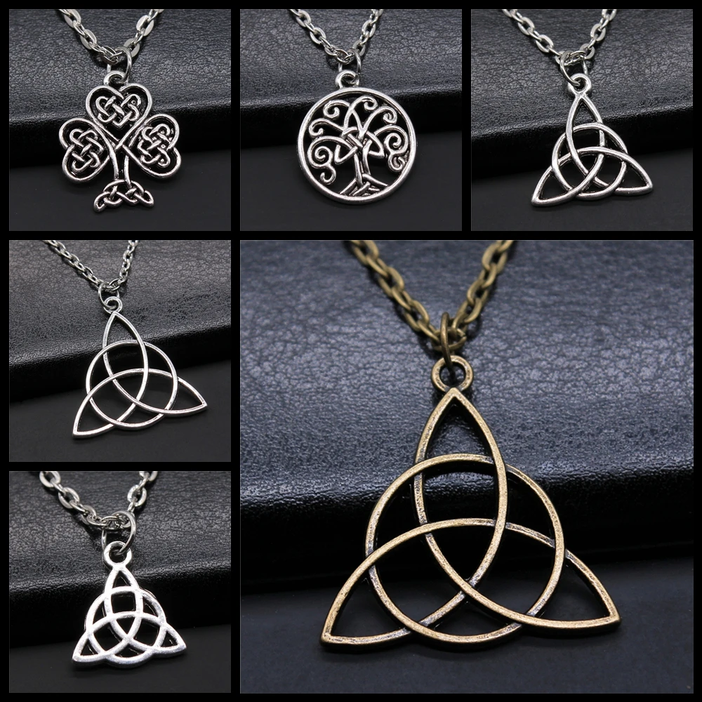 Triquetra Symbol Lucky Amulet Jewelry Gift Men's Black Irish Triquetra Knot Pendant Necklace