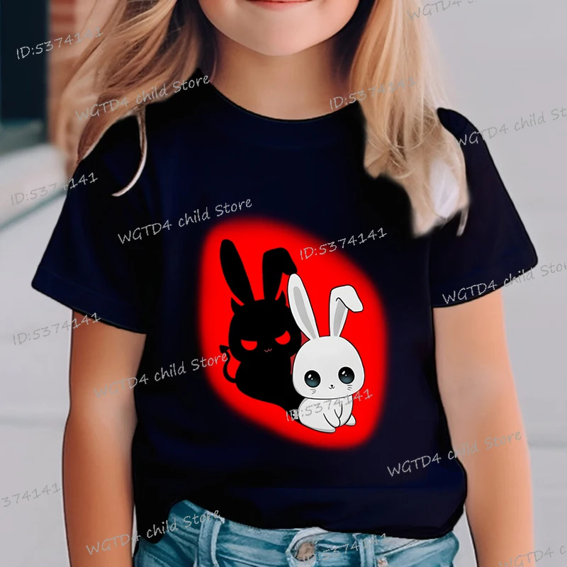 Wicked Rabbit Tshirt Kids Funny Happy Easter Tops Tees Fashion Short Sleeve Streetwear Funny Bunny Creative Boys Girls T-shirt