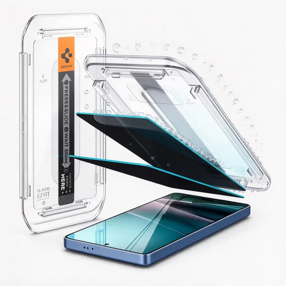 2 sztuki Spigen Glas.tR EZ Fit z ochroną czujnika do Samsung Galaxy S26 Ultra S25 S24, szkło hartowane, folia ochronna na ekran z funkcją prywatności — zdjęcie produktu 4