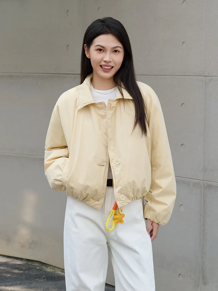 

Повседневная женская куртка-пуховик свободного кроя с белым воротником-стойкой, теплая универсальная модная верхняя одежда для похудения