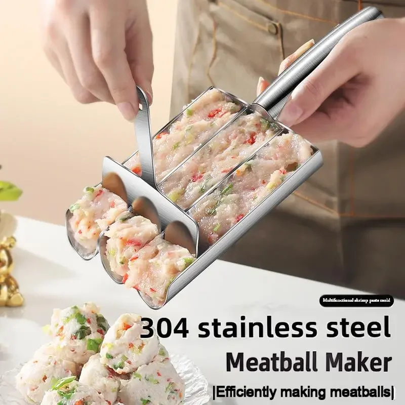 Stainless Steel Meatball Maker with Non-Stick Meat Baller Spoon for Easy Homemade Meatball Kitchen Practical Tools