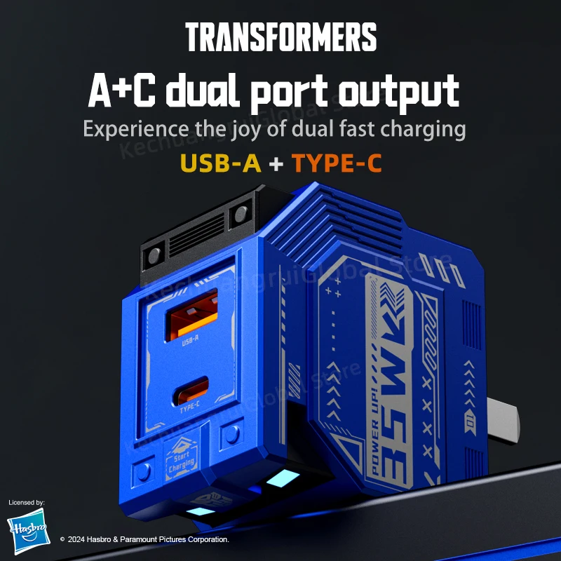 Transformers 35W PD Fast Charger TF-K21 GaN USB A + Type C Dual Port Fast Charging Mobile Charger Plug Adapter For iPhone Huawei