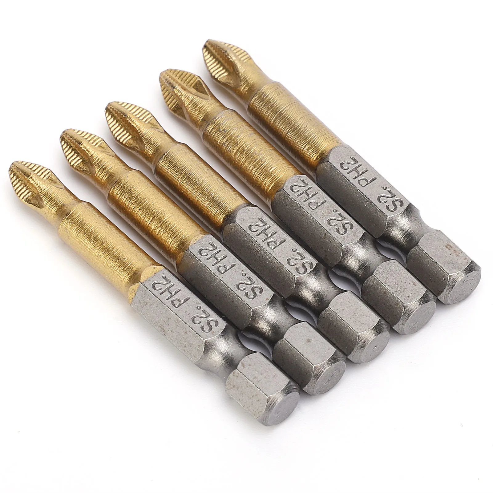 5pcs PH2 Cross Head Screwdriver Bits Set Anti Skid 1/4 Inch Hex Shank 50mm