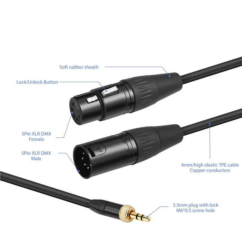 【RECOMENDAR】3X For Nanlite CB-DMX-3.5C-1/2 DMX 3.5Mm Cable For Forza 60 II, 60C, Pavotube II, 150B & 150 LED Lights