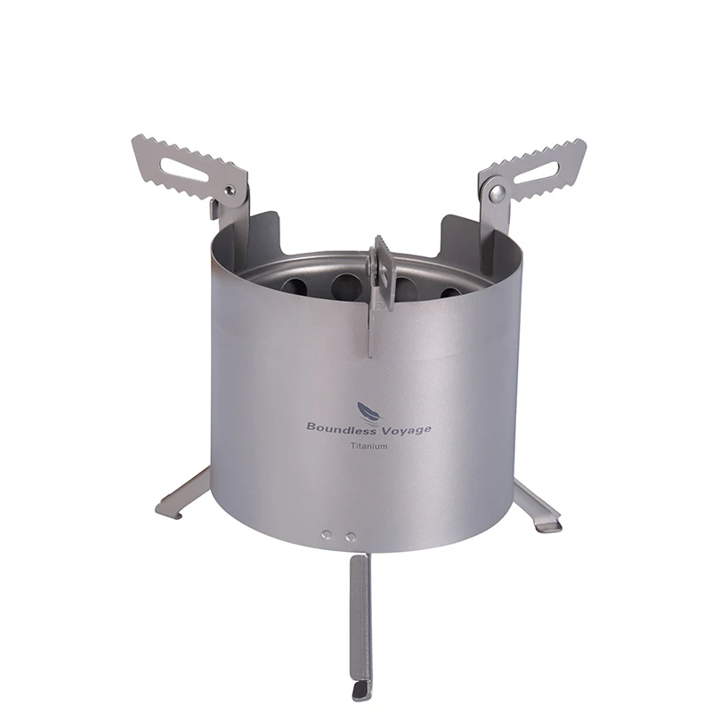 Boundless Voyage Camping Stove Titanium Wood Stove Removable Pot Stands Folding Legs Outdoor Picnic Cookware Backpacking Burners